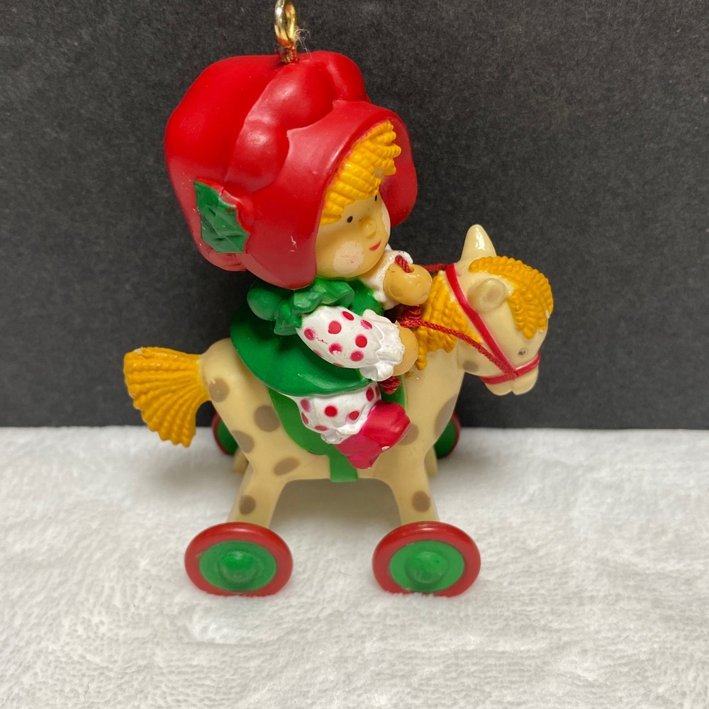 Vintage Holly Hobbie Ornament Toy Pony Cart Christmas Decor Collectible‎